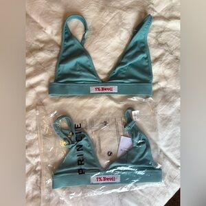 Lot of TWO Princie 1% Devil Ribbed Triangle Bralettes Size S